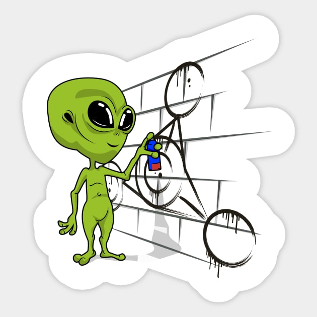 Alien Graffiti Artist Street Art Sticker by UNDERGROUNDROOTS